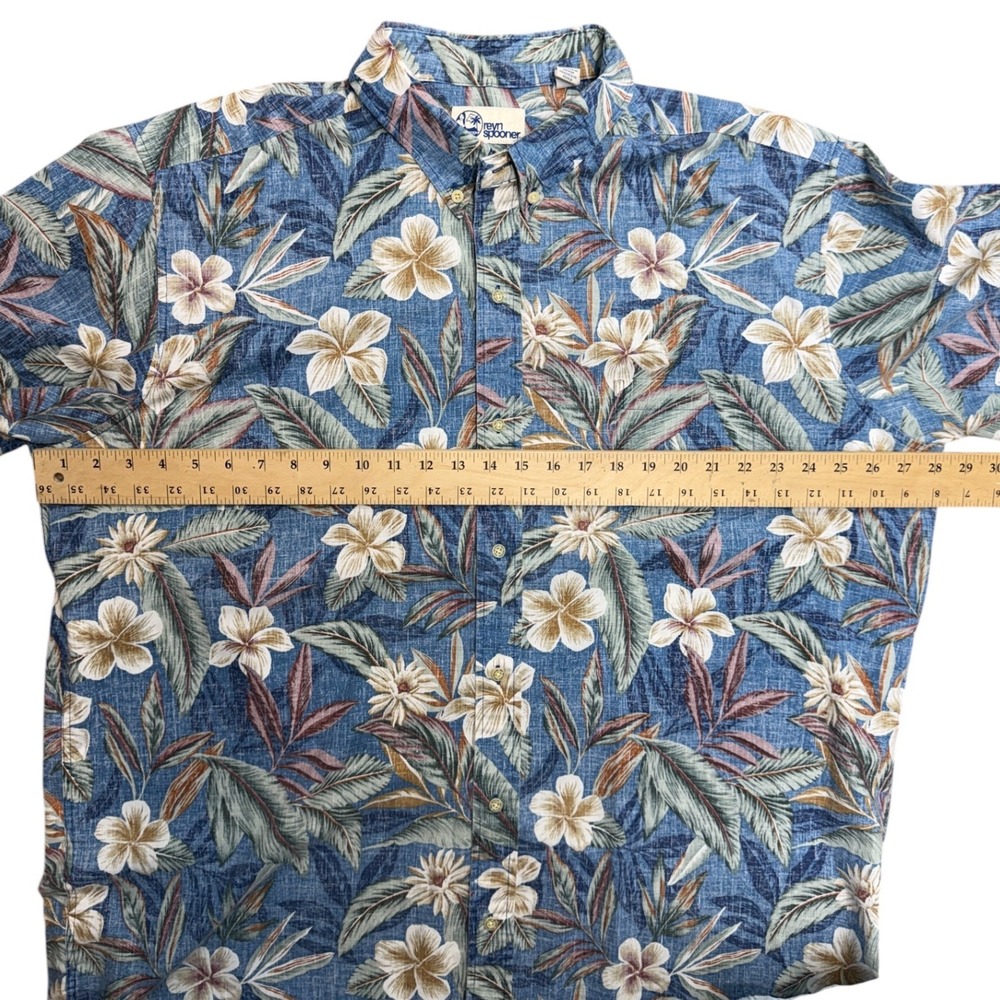 Reyn Spooner Mens 3XL Blue Floral Hibiscus Hawaiian Button Down Shirt Tropical - Picture 4 of 10